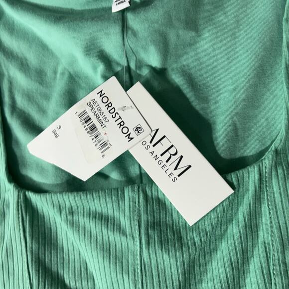 AFRM Tank Top Womens Small Green Spearmint Square Neck Ribbed Stretch Crop NWT49 - Picture 4 of 8